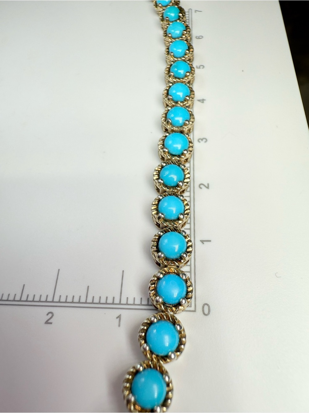 Stunning Vintage Turquoise Tennis Bracelet - Gold Over Sterling Silver! - Picture 7 of 8